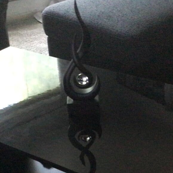 Abstract Black Sculpture Decor: Flame Statue with Glass Ball Resin Art Figurines - Picture 1 of 10